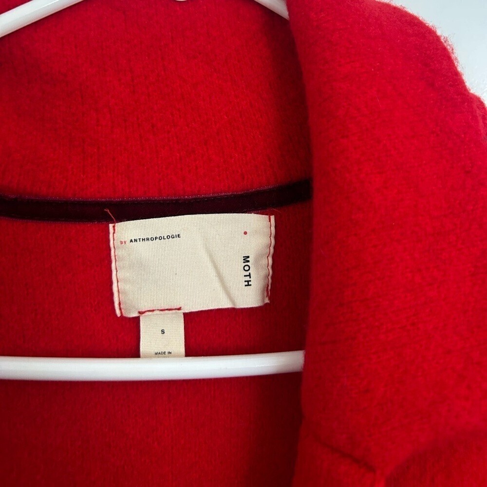 Anthropologie Moth Cherry Red Wool Yak Blend Jacket Coat size S fall preppy chic - Picture 6 of 12